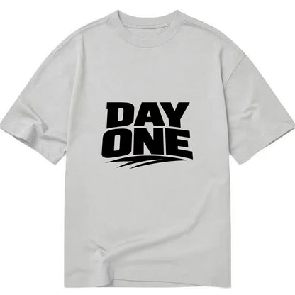 Bold typography design - "DAY ONE" - original friend, from the start - Classic T-shirt - Grey