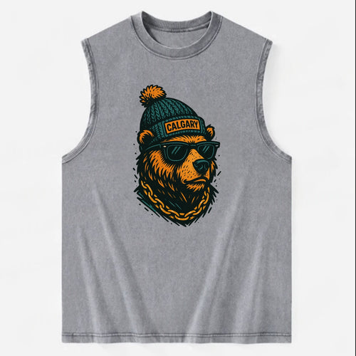 Calgary Grizzly Bear wearing Calgary bea - Vintage Washed Tank