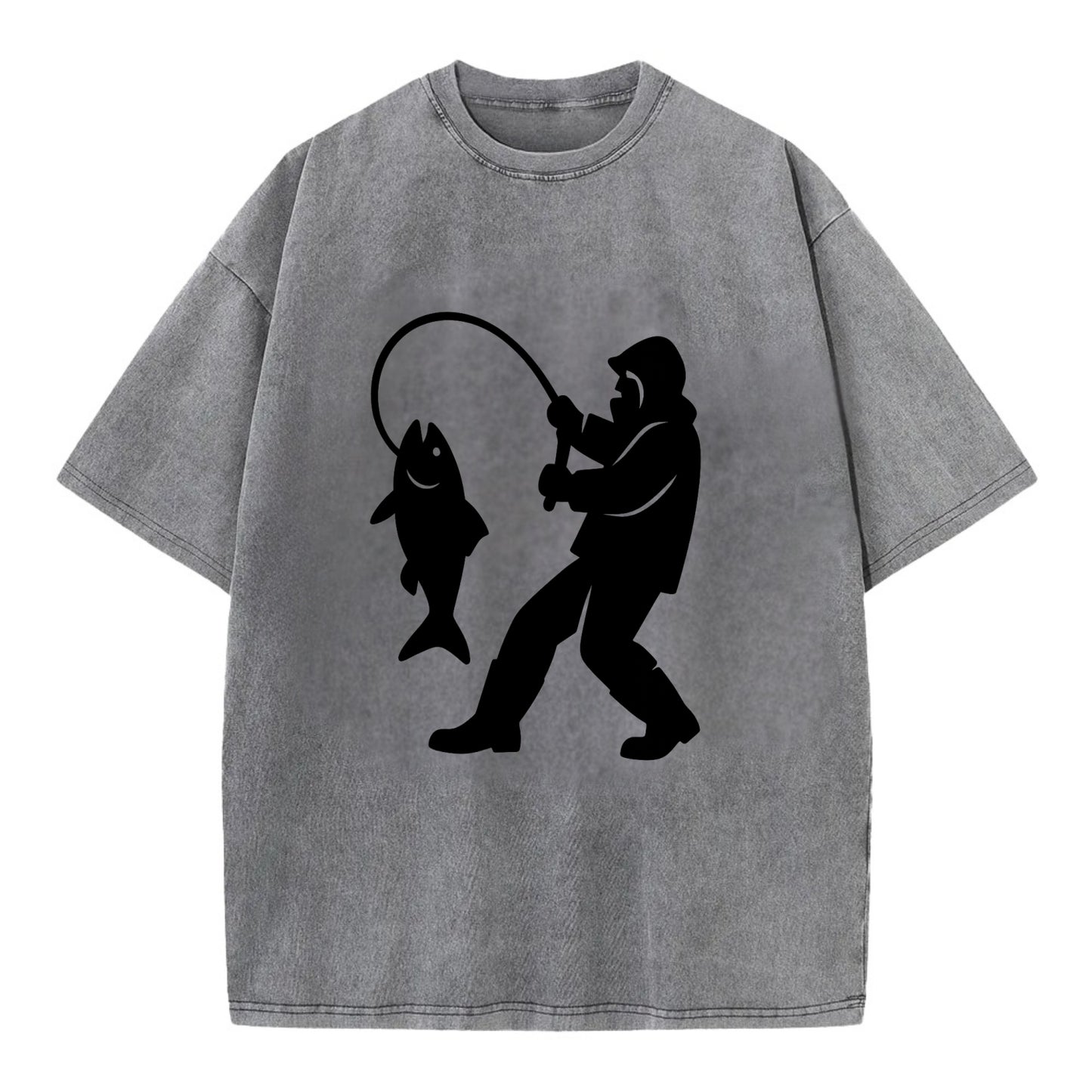 Alaskan fisherman hauling catch - Vintage T-shirt - Grey