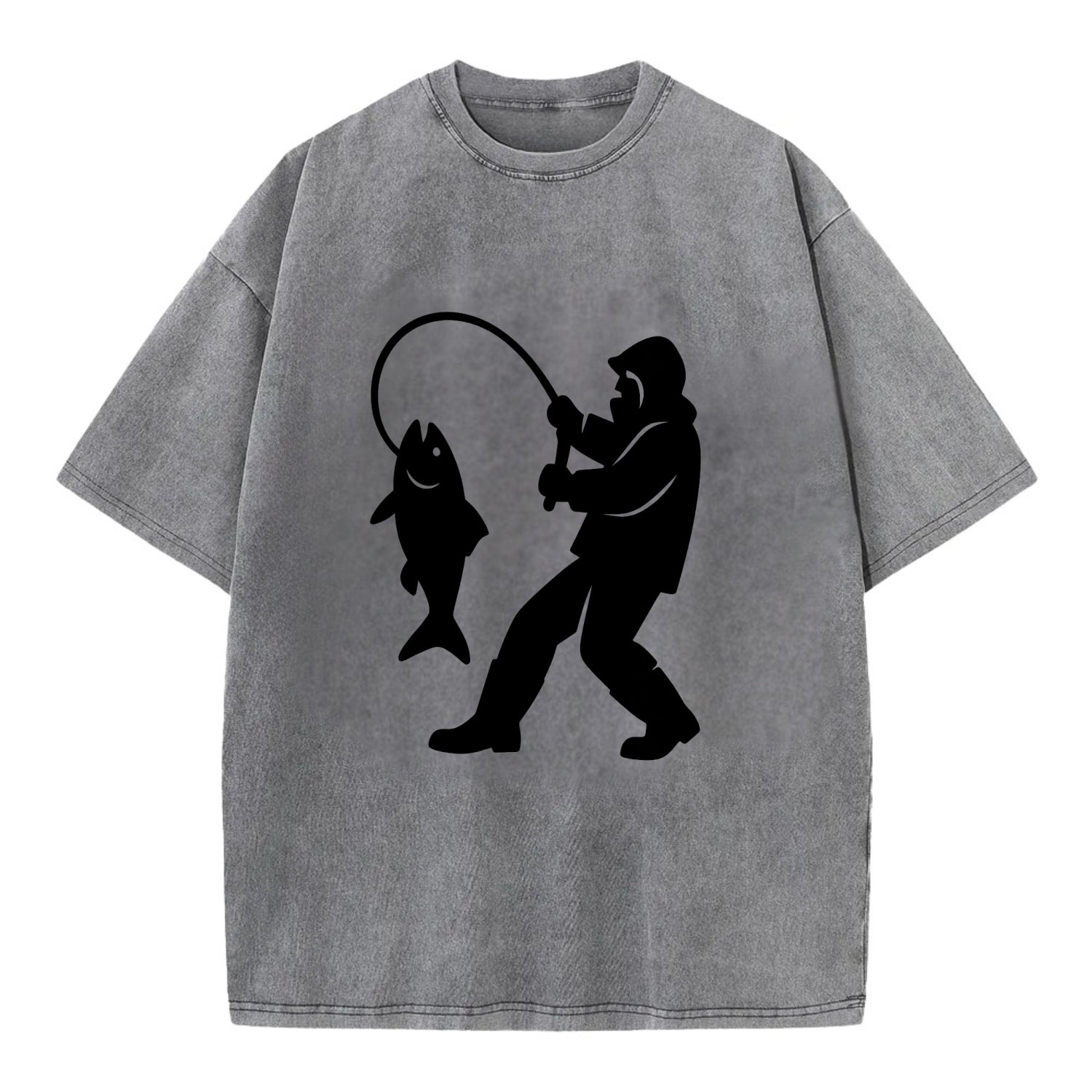 Alaskan fisherman hauling catch - Vintage T-shirt - Grey