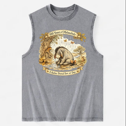 GLOOMY GLEN | Droopy figure in rain | Tattered tail bow | Pessimistic poetry - Vintage Washed Tank - Grey