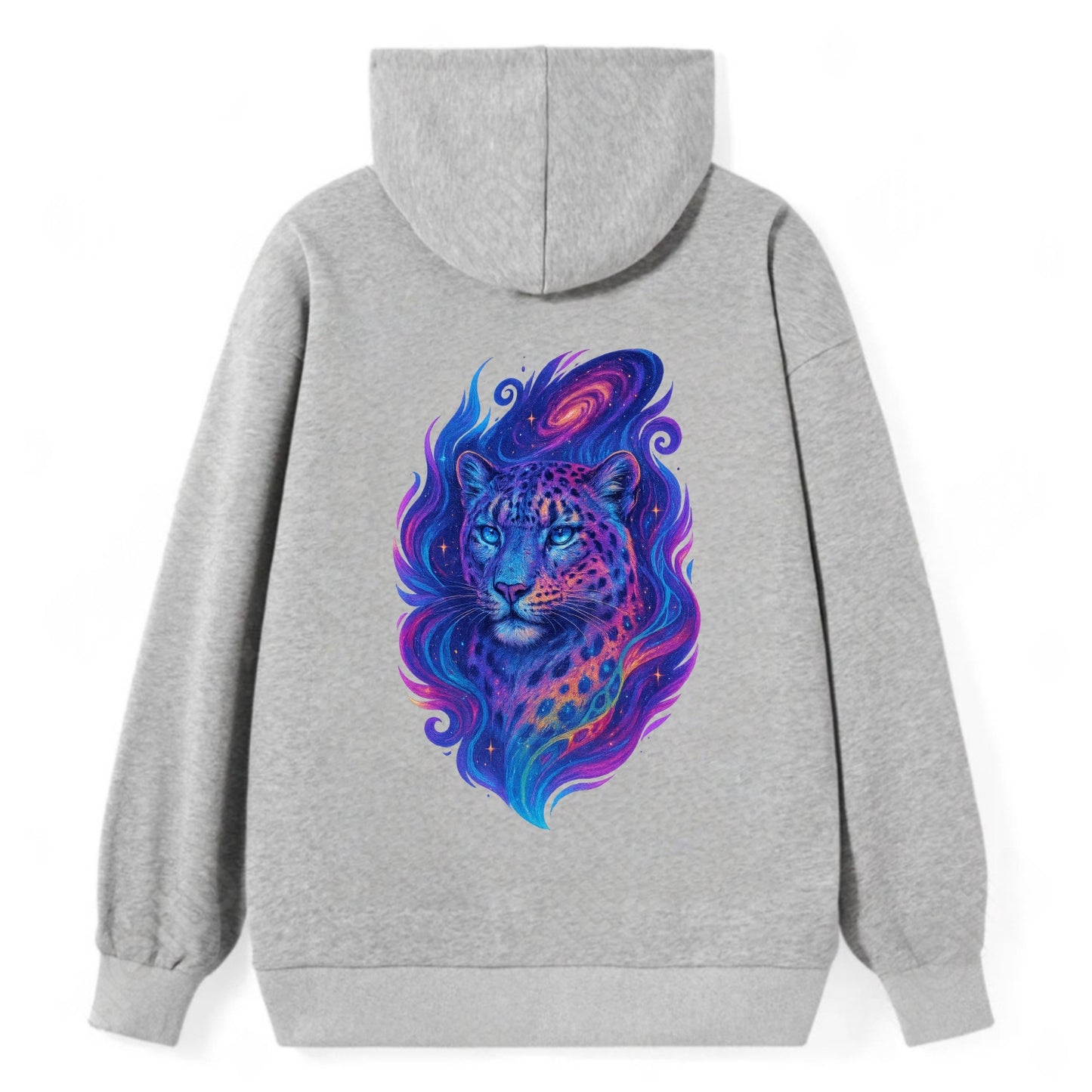 Majestic snow leopard with rainbow gradient spots, crystalline flowing - Classic Pullover Hoodie - Grey
