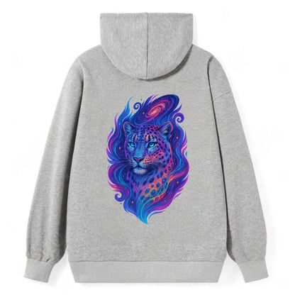 Majestic snow leopard with rainbow gradient spots, crystalline flowing - Classic Pullover Hoodie - Grey