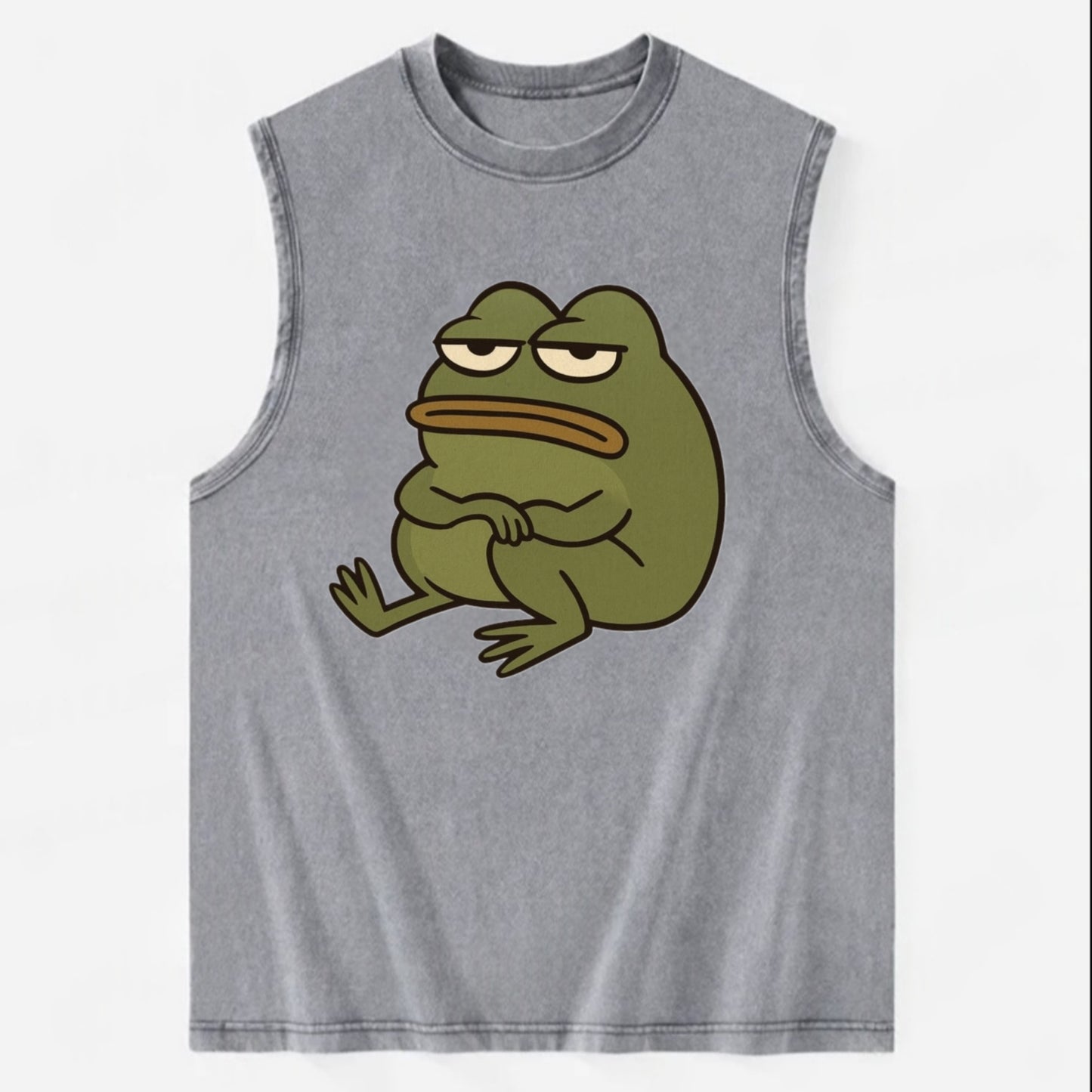 The Frog Judges Silently - Vintage Washed Tank - Grey