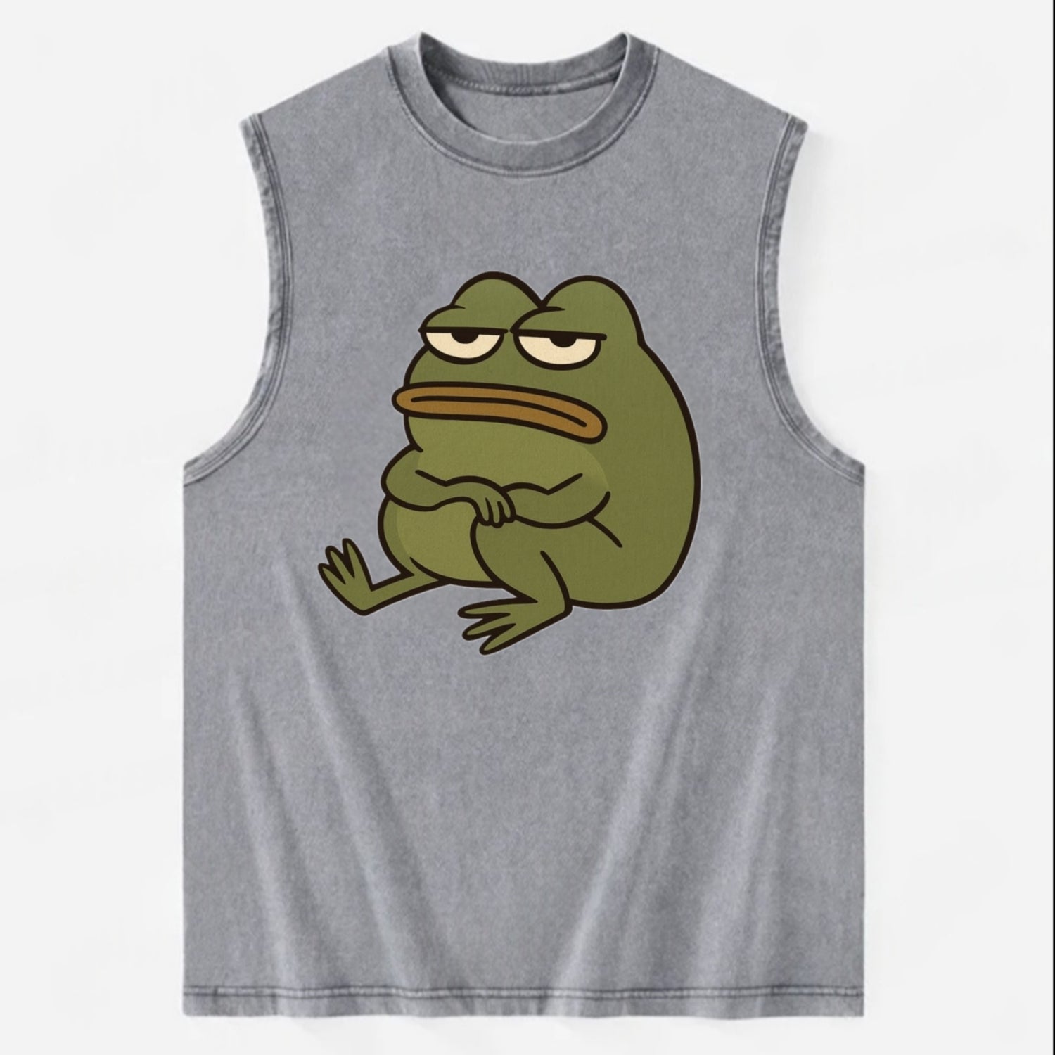 The Frog Judges Silently - Vintage Washed Tank - Grey