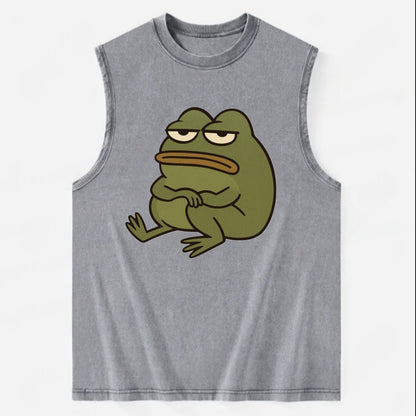 The Frog Judges Silently - Vintage Washed Tank - Grey