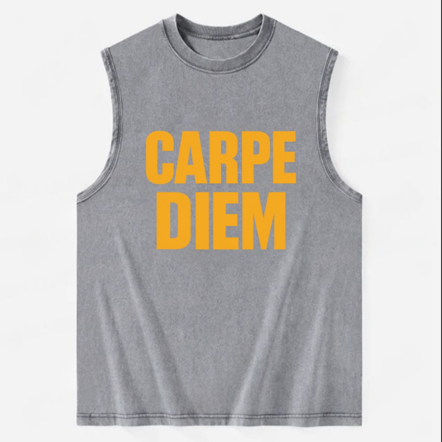 Bold typography design - "CARPE DIEM" - seize the day - Vintage Washed Tank - Grey