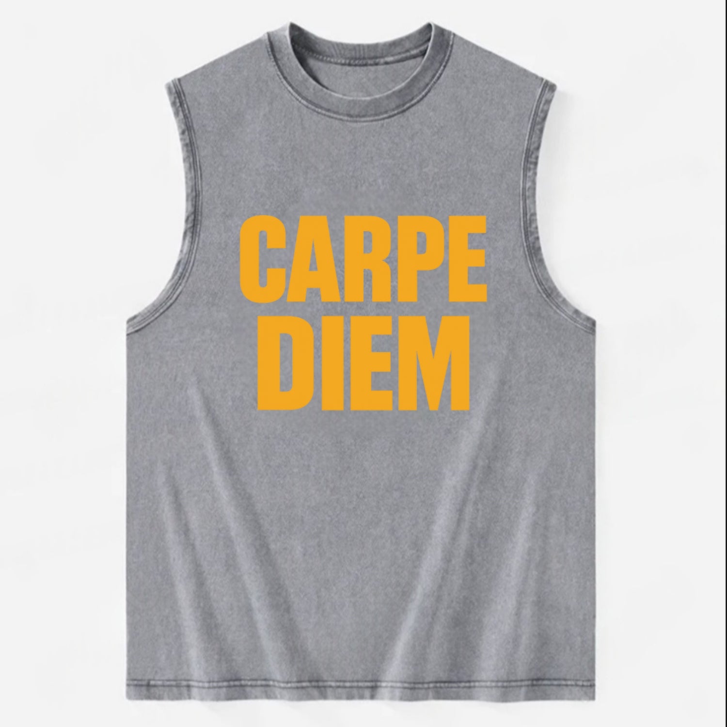 Bold typography design - "CARPE DIEM" - seize the day - Vintage Washed Tank - Grey