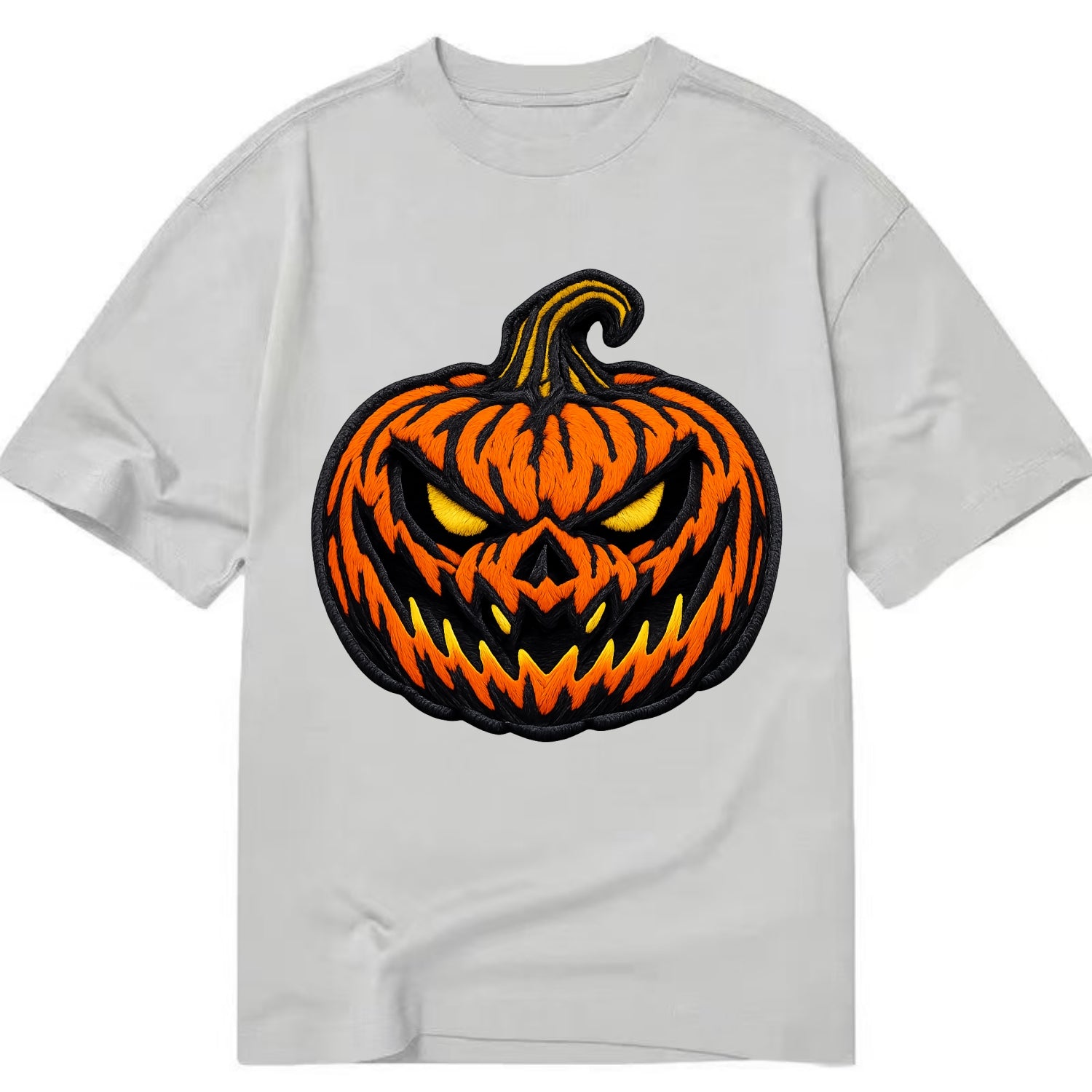 HALLOWEEN PUMPKIN - jack o lantern in orange and black , spooky - Classic T-shirt - Grey