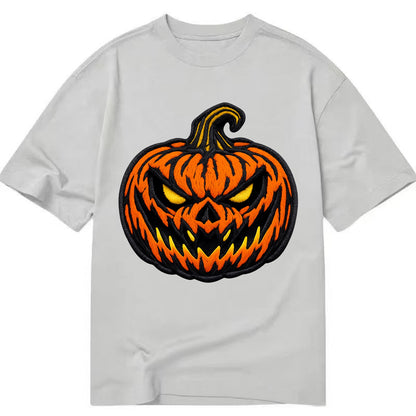 HALLOWEEN PUMPKIN - jack o lantern in orange and black , spooky - Classic T-shirt - Grey