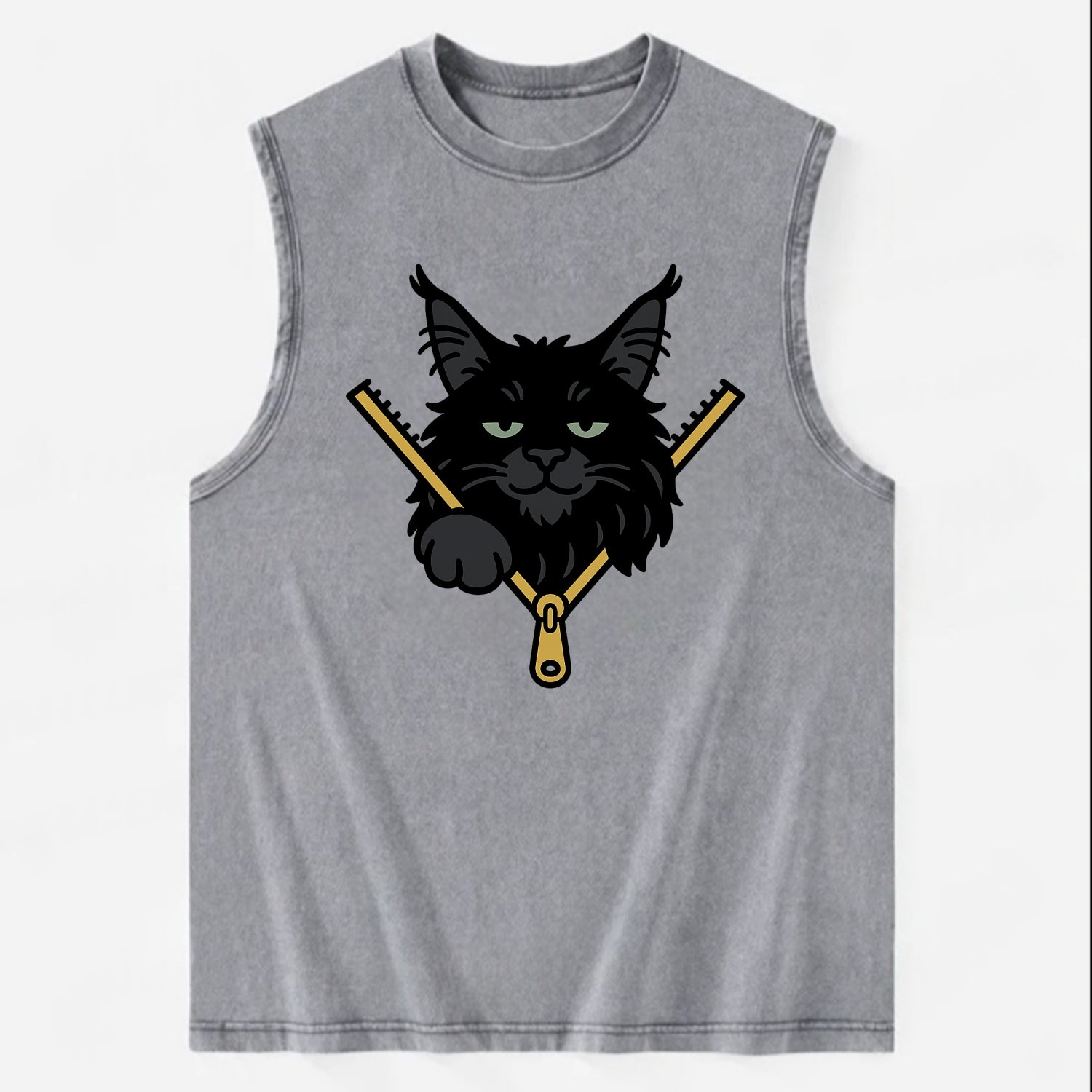 Black Maine Coon - Vintage Washed Tank - Grey