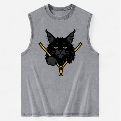 Black Maine Coon - Vintage Washed Tank - Grey