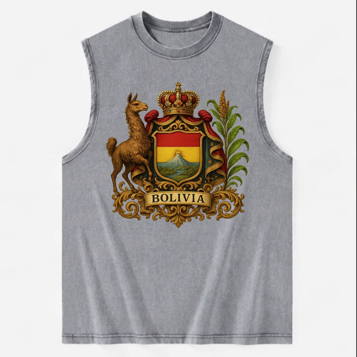 Bolivia Royal Logo  - Vintage Washed Tank - Grey