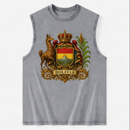 Bolivia Royal Logo  - Vintage Washed Tank - Grey
