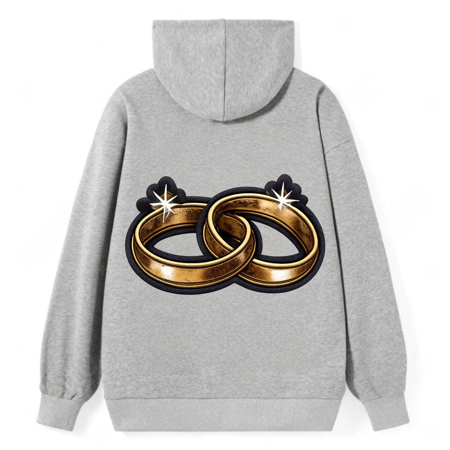WEDDING RINGS - interlocked bands in gold , marriage - Classic Pullover Hoodie - Grey