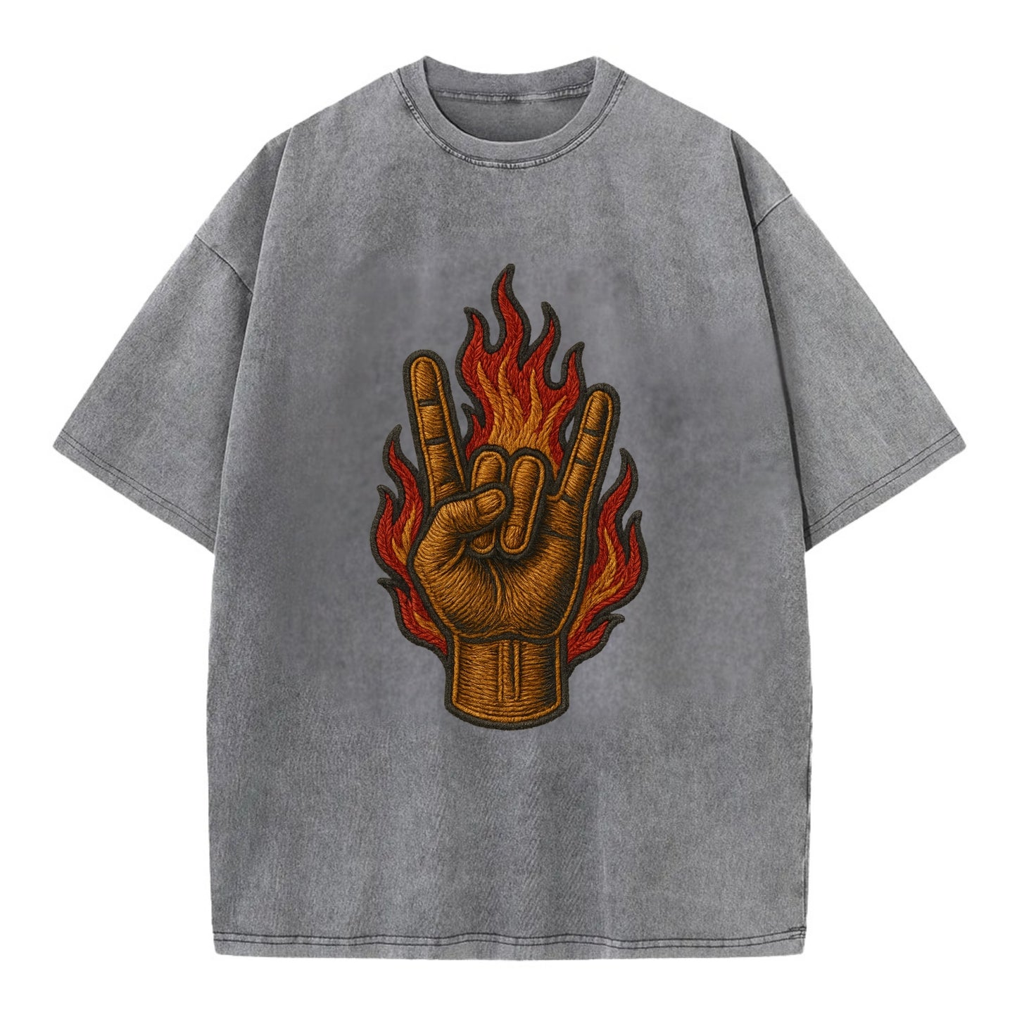 Devil Horns  - Vintage T-shirt - Grey