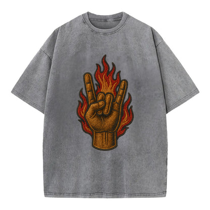 Devil Horns  - Vintage T-shirt - Grey