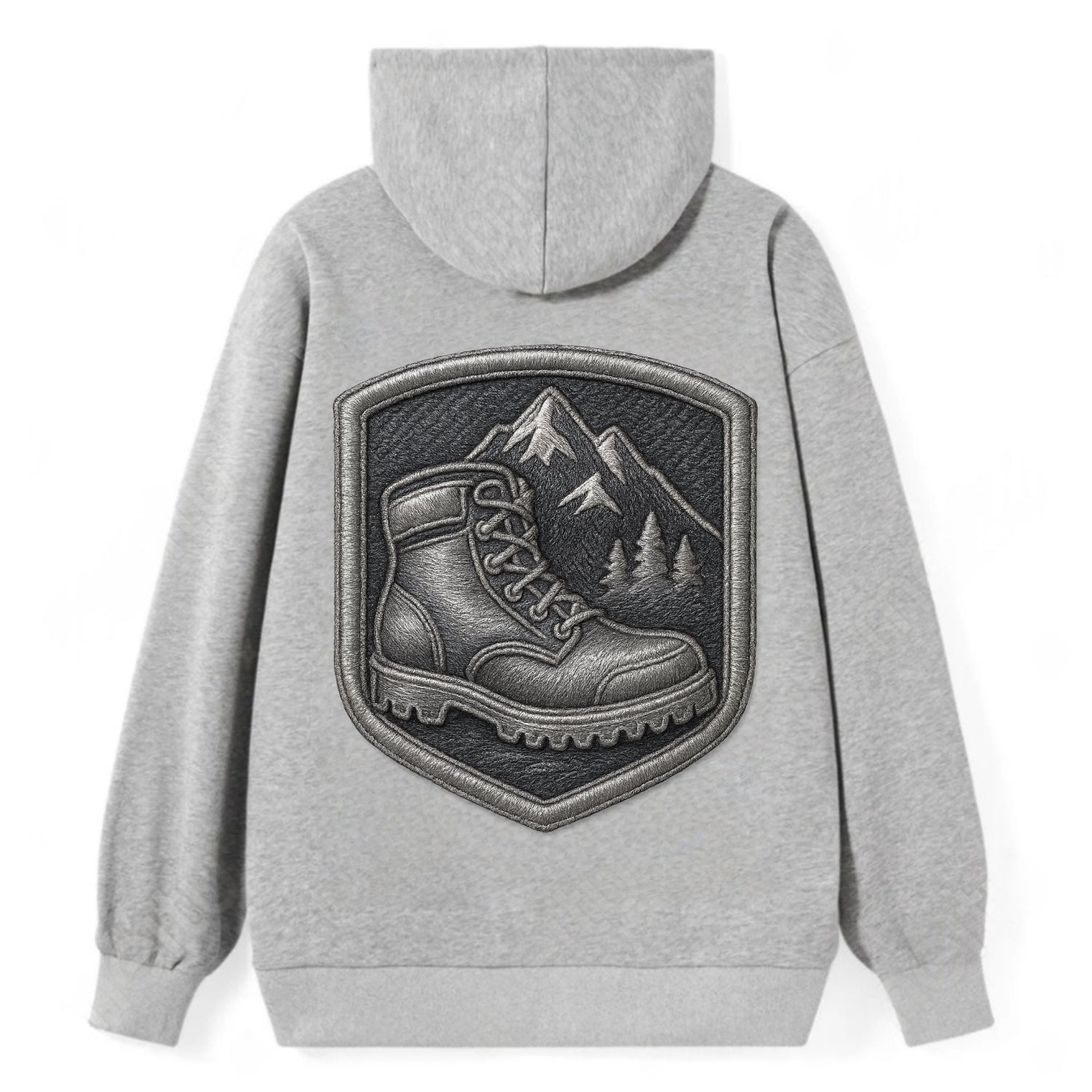 Hiking boots with mountain peak - hiker pride - Classic Pullover Hoodie - Grey
