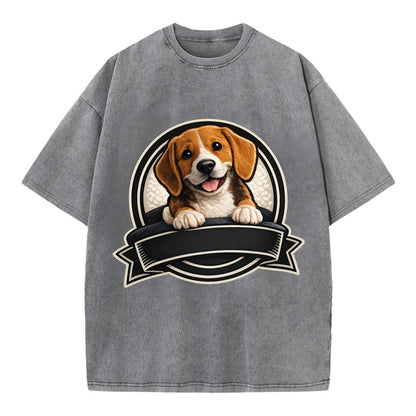 Paws Up Beagle - Vintage T-shirt - Grey