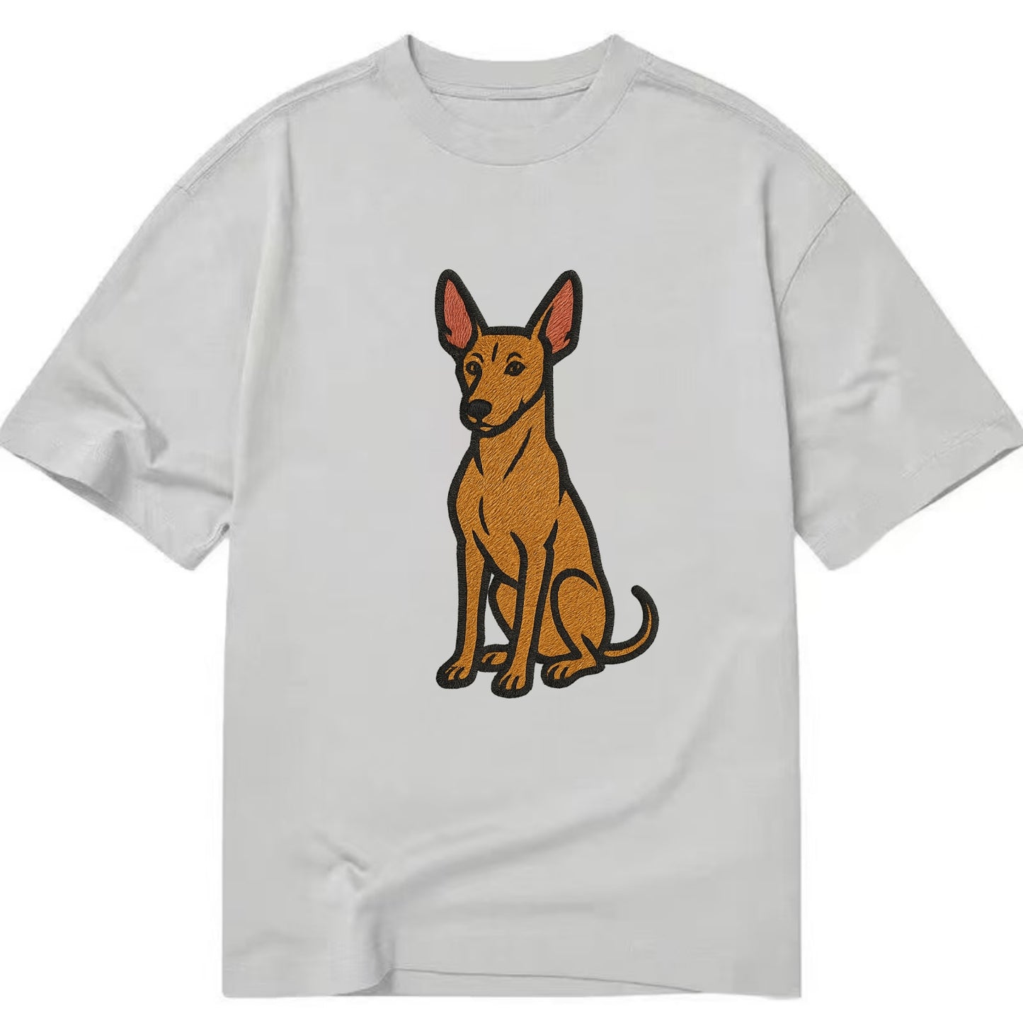 Pharaoh Hound - Tan colored embroidered pose - Classic T-shirt - Grey