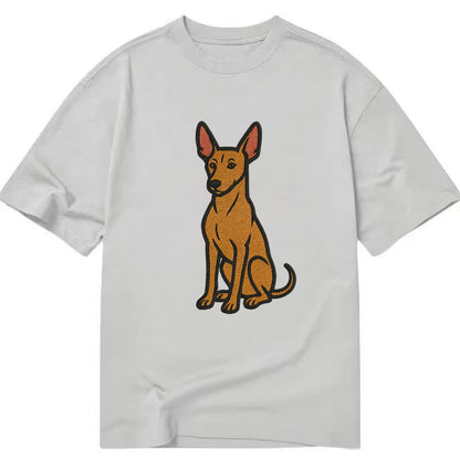 Pharaoh Hound - Tan colored embroidered pose - Classic T-shirt - Grey