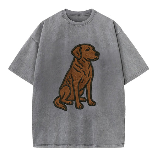 Chesapeake Bay Retriever - Brown wavy coat embroidered sitting pose - Vintage T-shirt