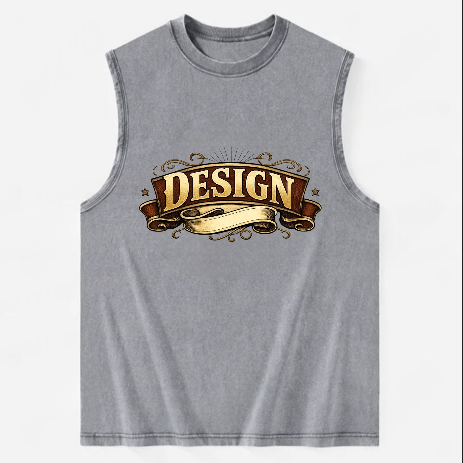 Bold typography design - "DESIGN" - intentional creation, aesthetic planning - Vintage Washed Tank - Grey