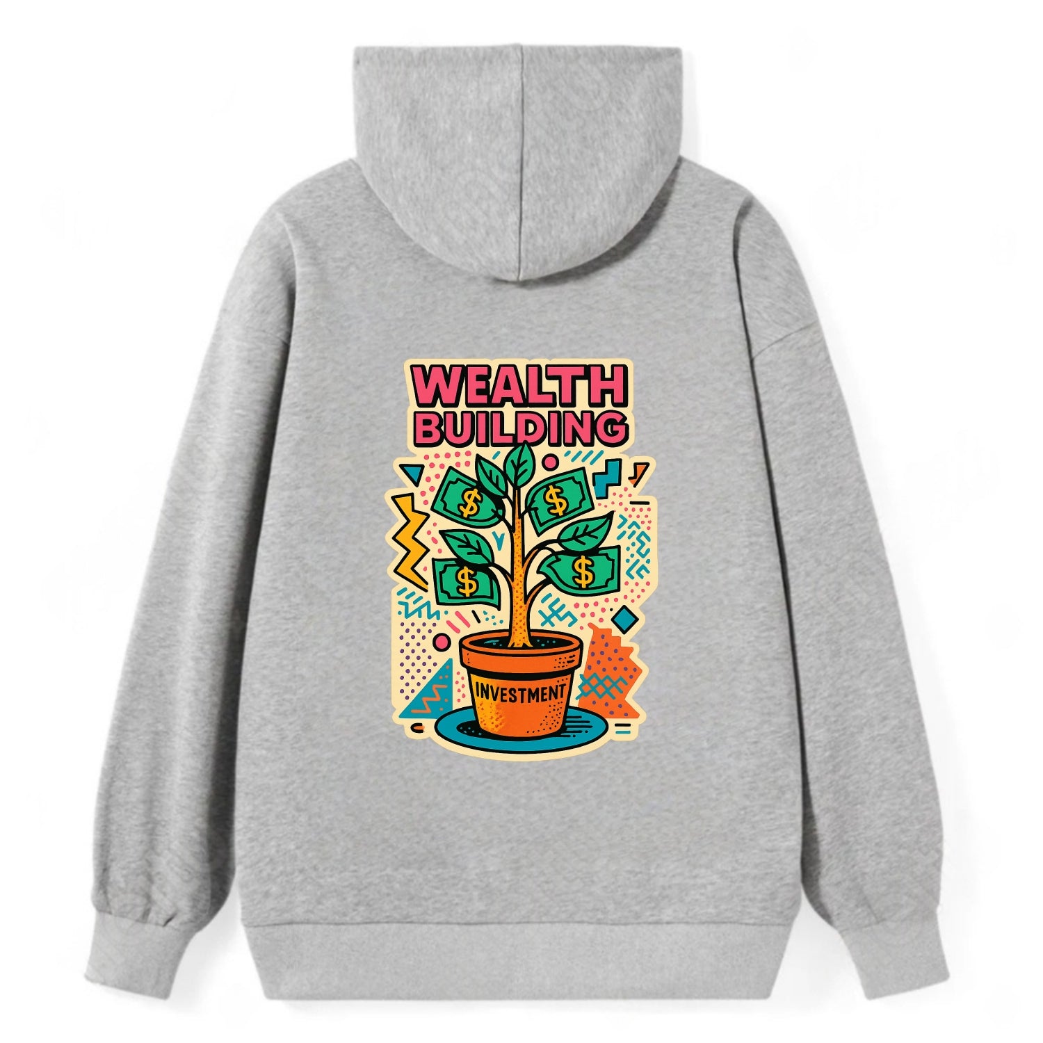 Money tree growing from investment pot - financial independence journey, - Classic Pullover Hoodie - Grey