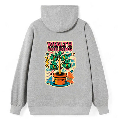 Money tree growing from investment pot - financial independence journey, - Classic Pullover Hoodie - Grey