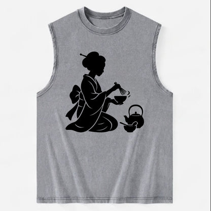Geisha traditional tea ceremony - Vintage Washed Tank - Grey