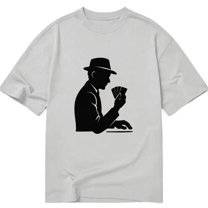 Poker player with cards close - Classic T-shirt - Grey