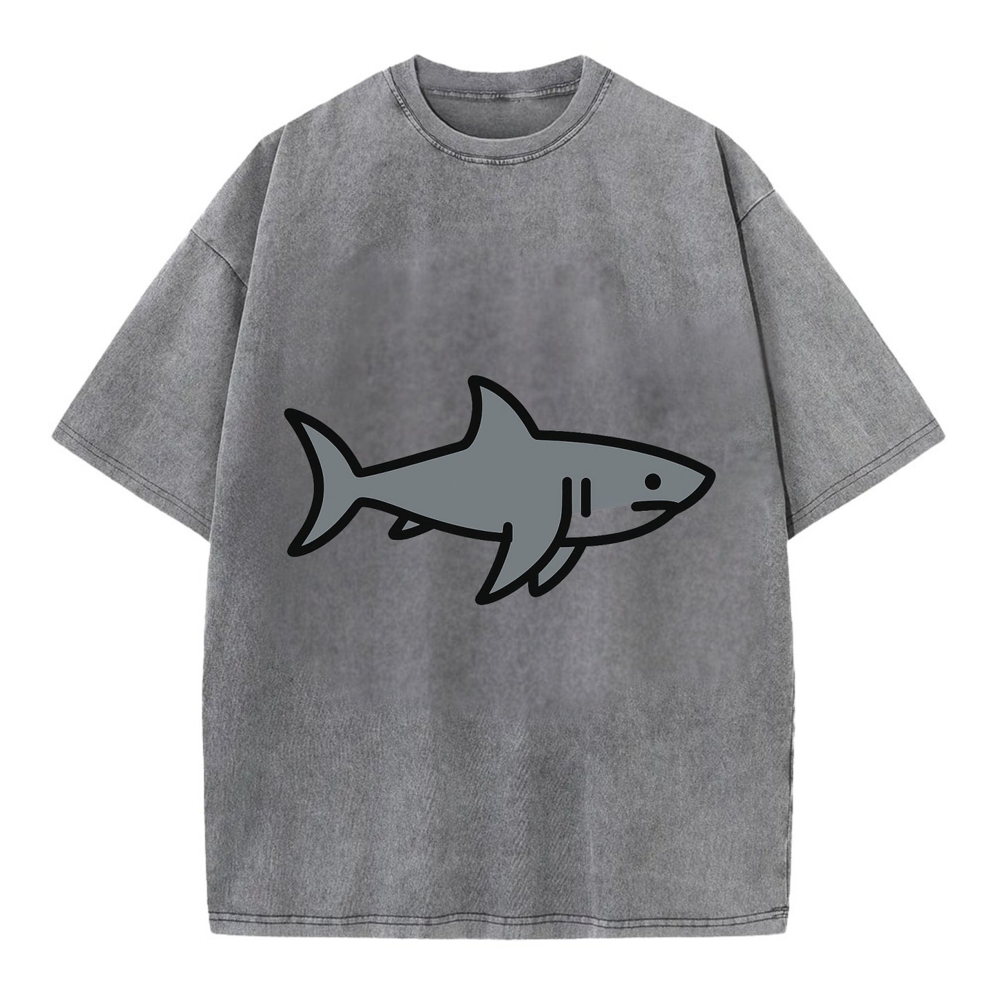 Great White Shark - Gray predator flat side profile - Vintage T-shirt - Grey