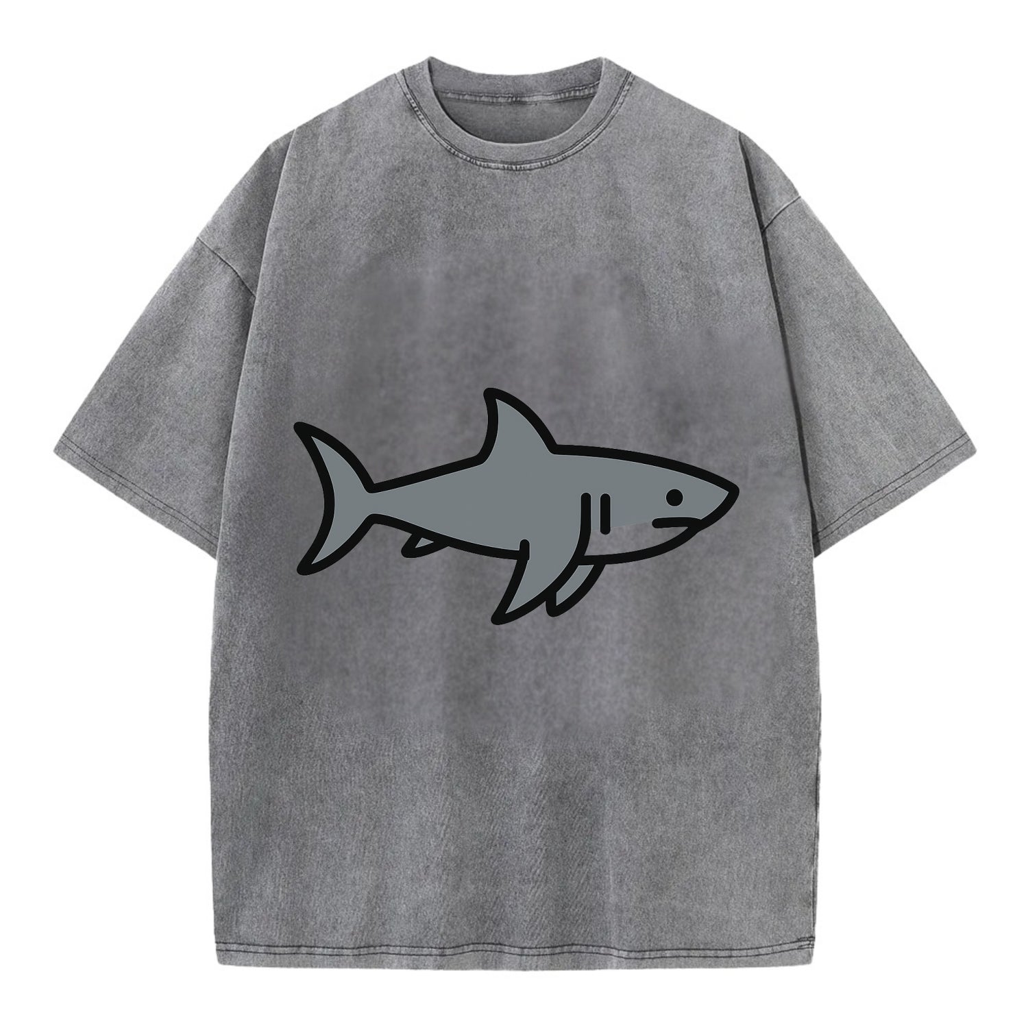 Great White Shark - Gray predator flat side profile - Vintage T-shirt - Grey
