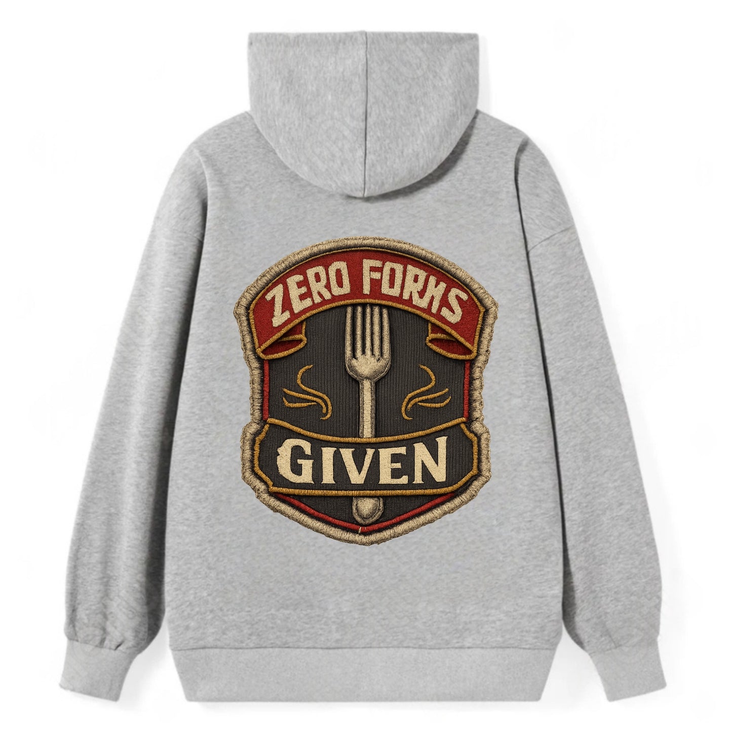 ZERO FORKS GIVEN - fork with text in silver , no cares attitude - Classic Pullover Hoodie - Grey