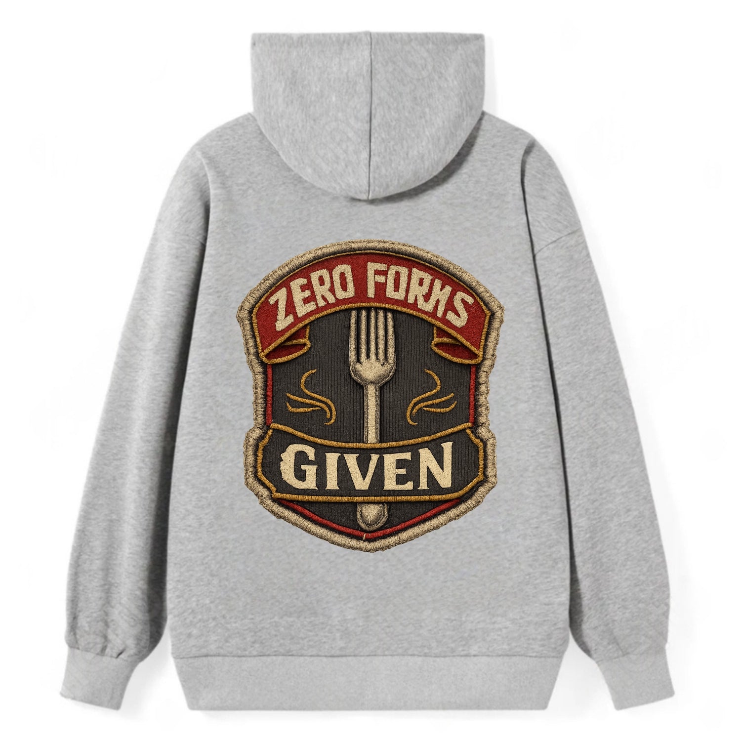 ZERO FORKS GIVEN - fork with text in silver , no cares attitude - Classic Pullover Hoodie - Grey