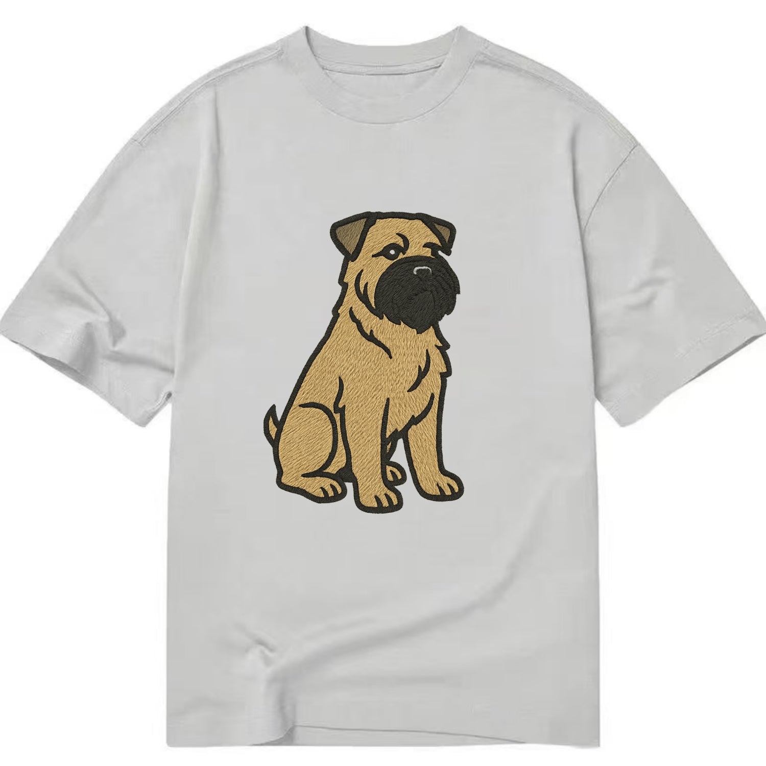 Bouvier des Flandres - Fawn rough coat embroidered design - Classic T-shirt - Grey