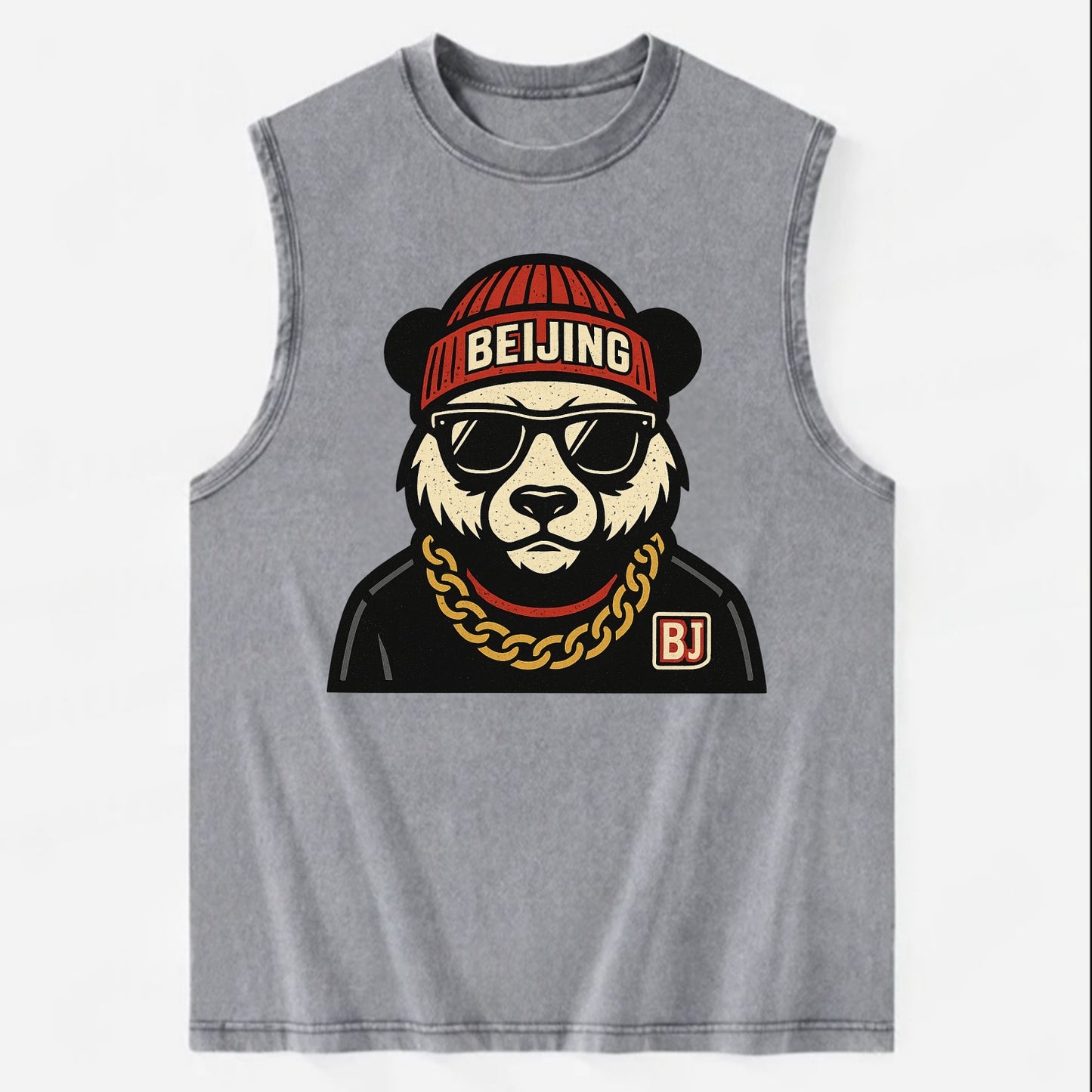 Beijing Panda - Vintage Washed Tank - Grey