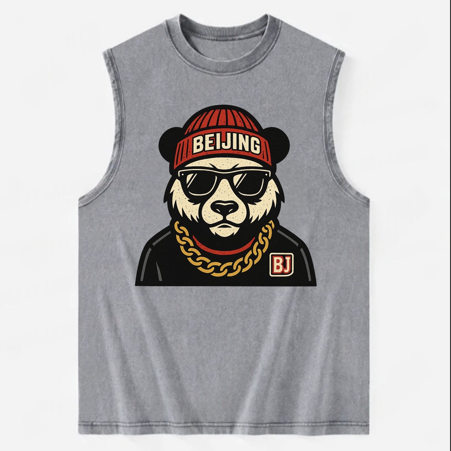 Beijing Panda - Vintage Washed Tank - Grey