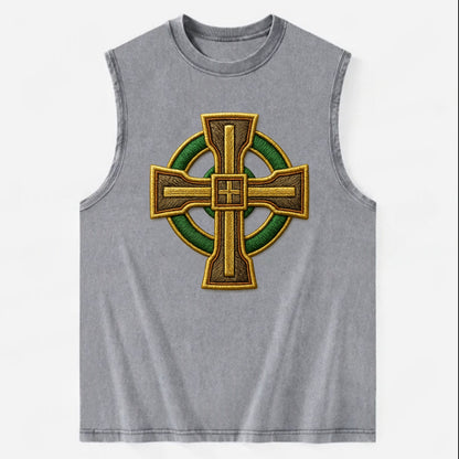 Durrow Cross - Vintage Washed Tank - Grey