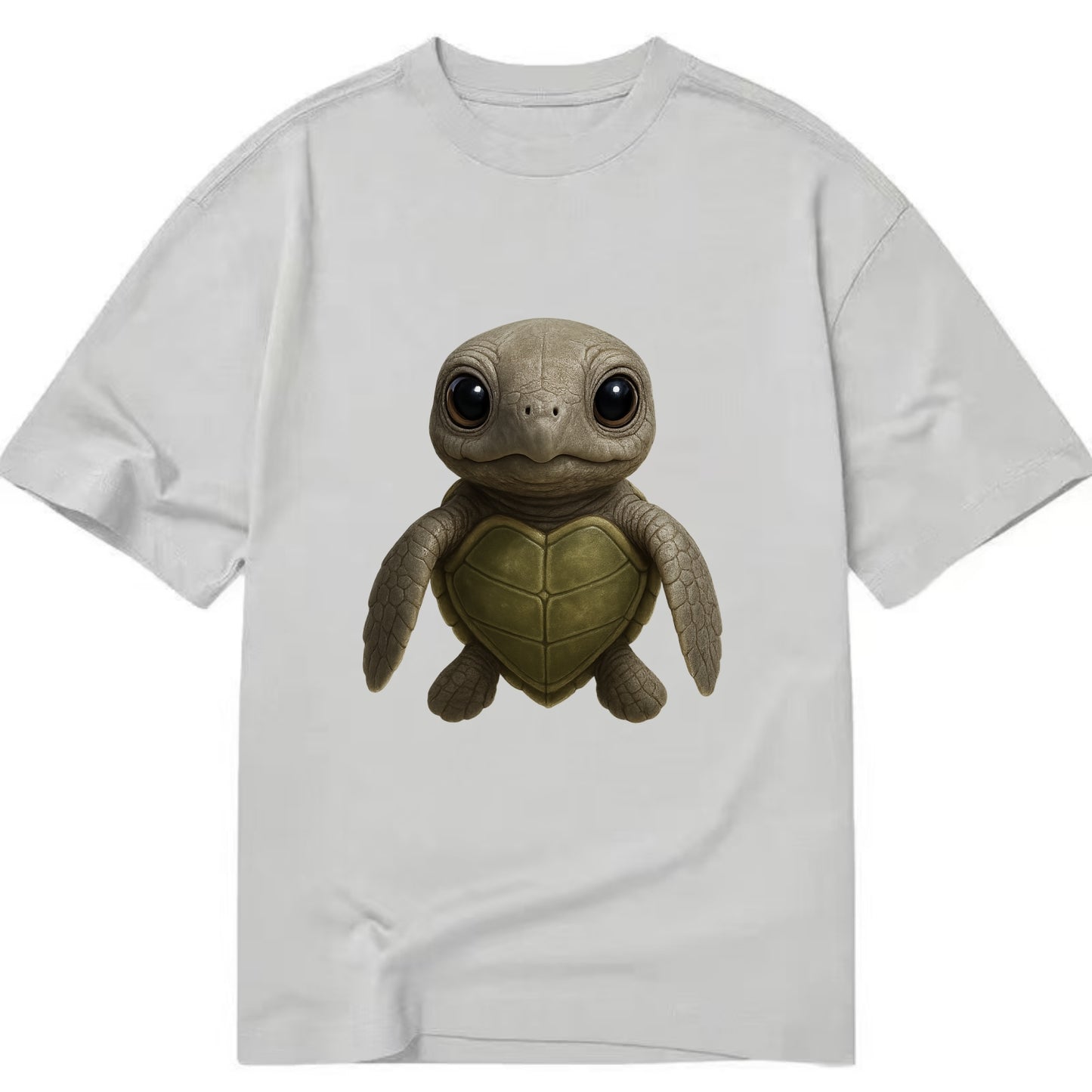 Baby Olive Ridley Turtle - olive green shell, heart-shaped carapace, bright eyes, - Classic T-shirt - Grey