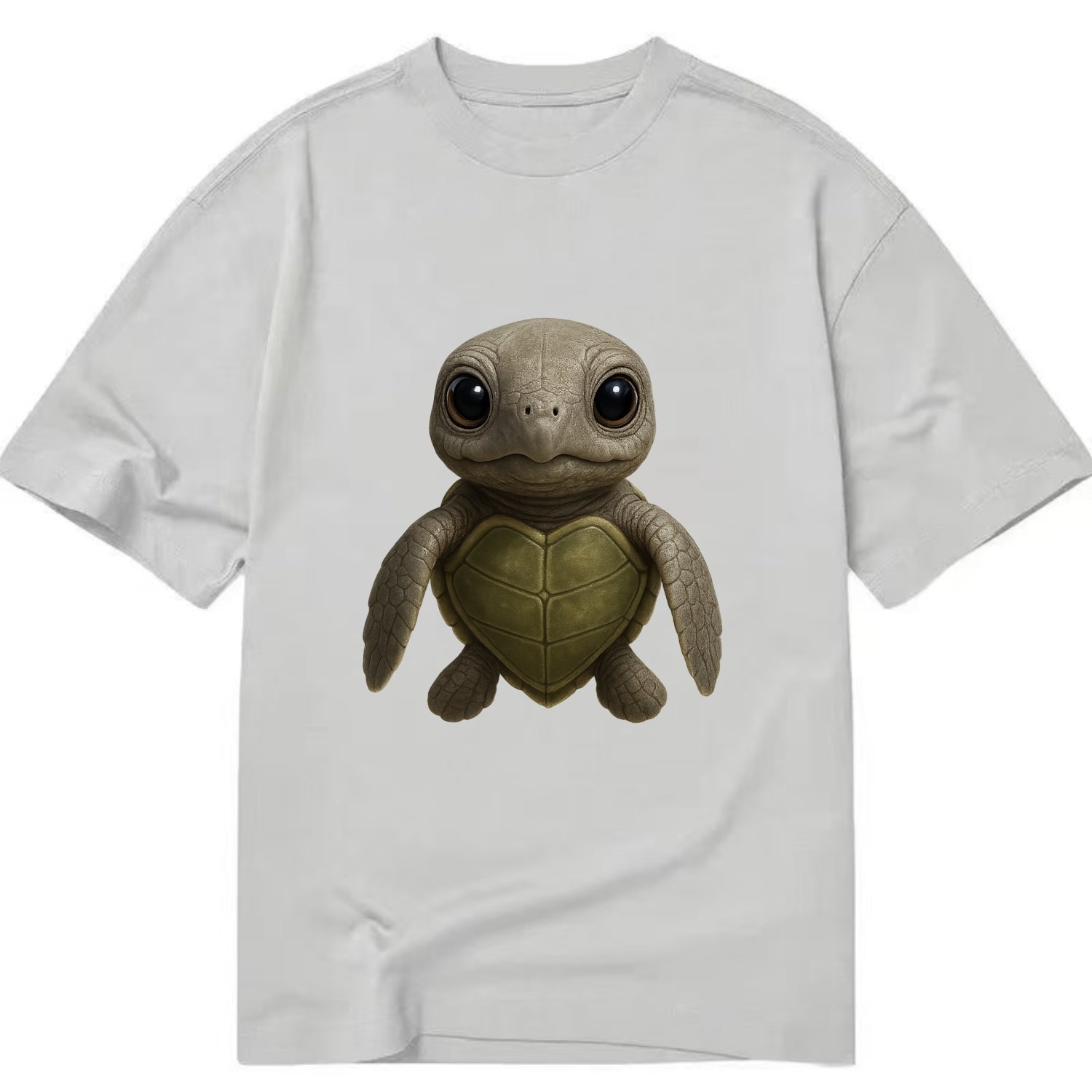 Baby Olive Ridley Turtle - olive green shell, heart-shaped carapace, bright eyes, - Classic T-shirt - Grey
