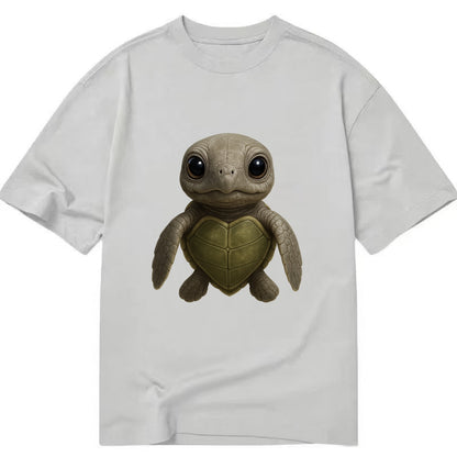 Baby Olive Ridley Turtle - olive green shell, heart-shaped carapace, bright eyes, - Classic T-shirt - Grey