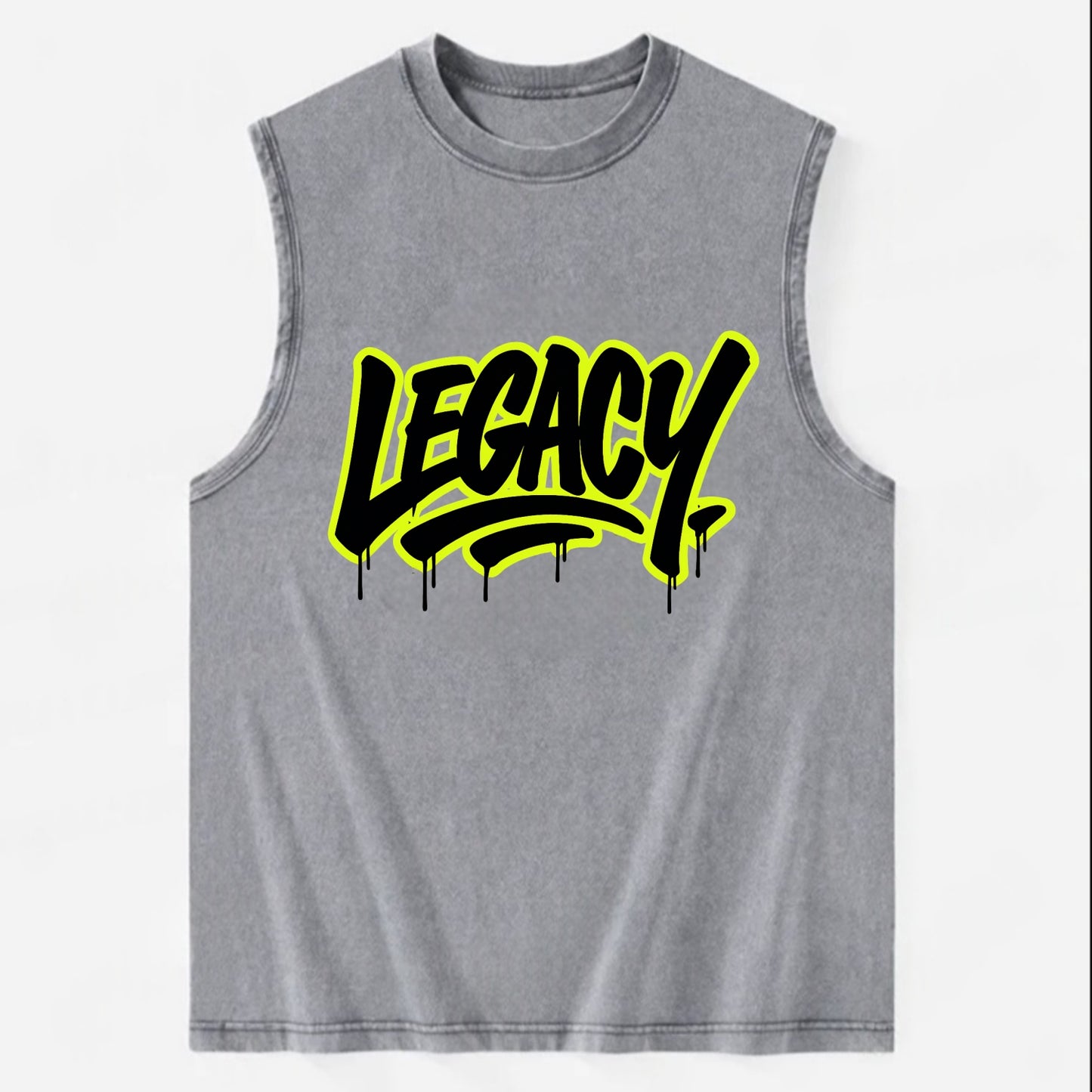 Bold typography design - "LEGACY" - what you leave behind, lasting impact - Vintage Washed Tank - Grey