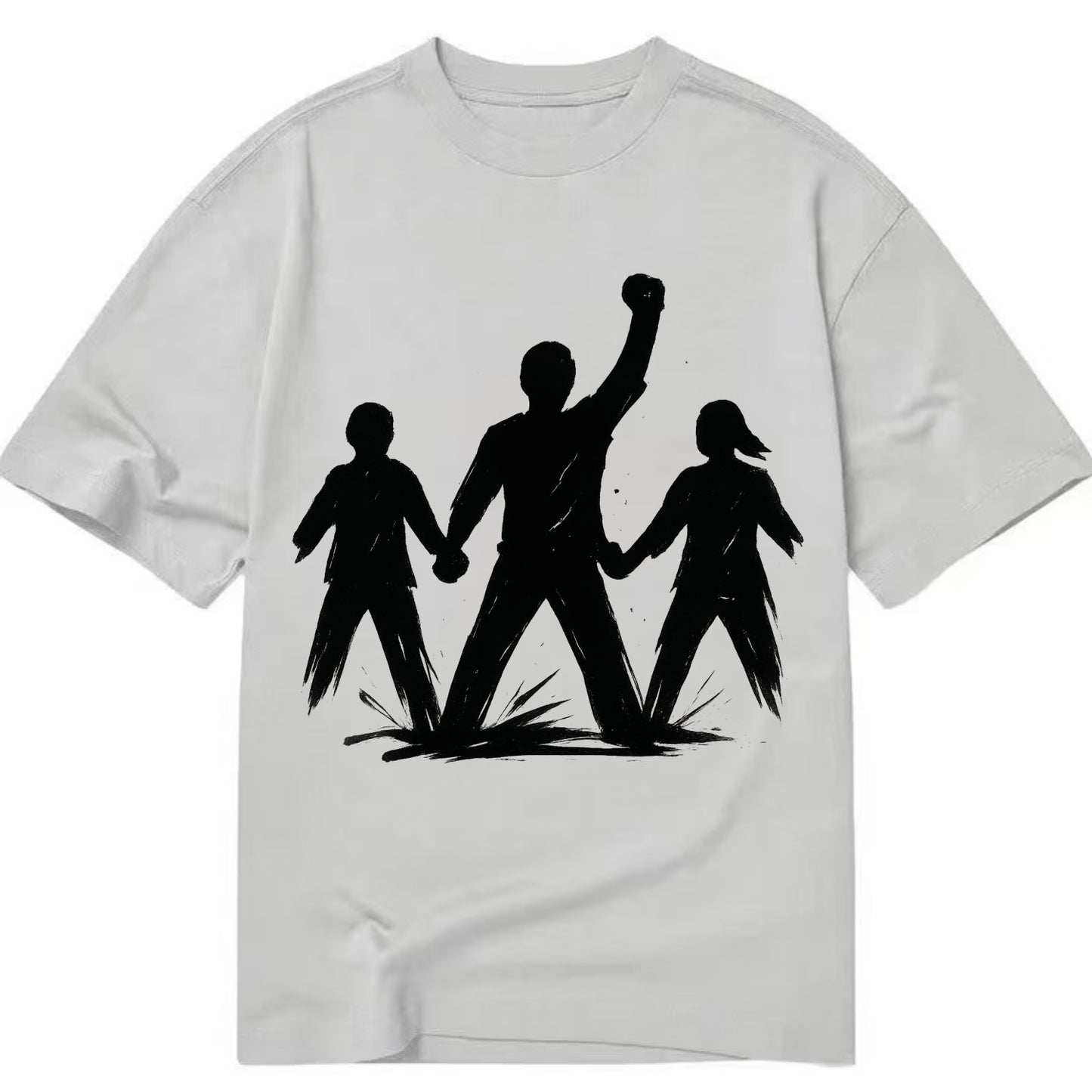 Human chain formation - unity and protection ink brushwork - Classic T-shirt - Grey