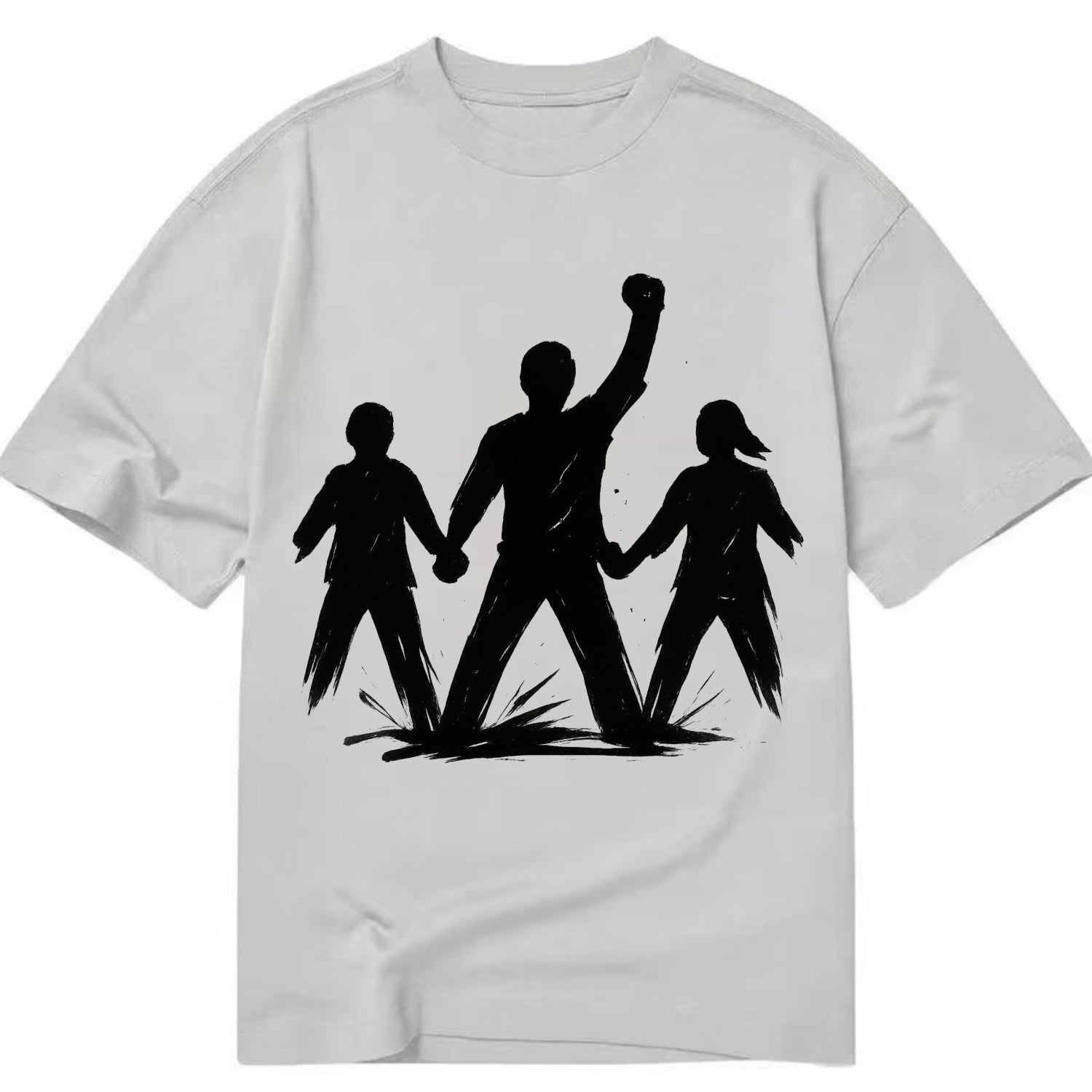 Human chain formation - unity and protection ink brushwork - Classic T-shirt - Grey