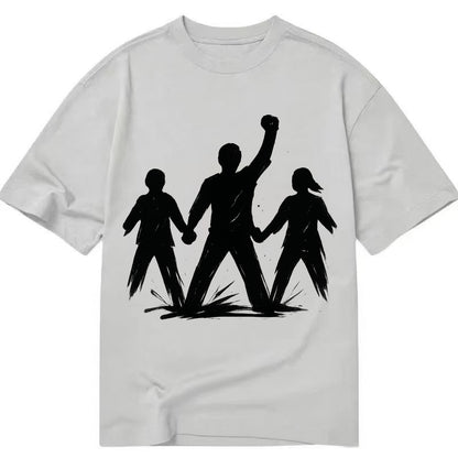 Human chain formation - unity and protection ink brushwork - Classic T-shirt - Grey