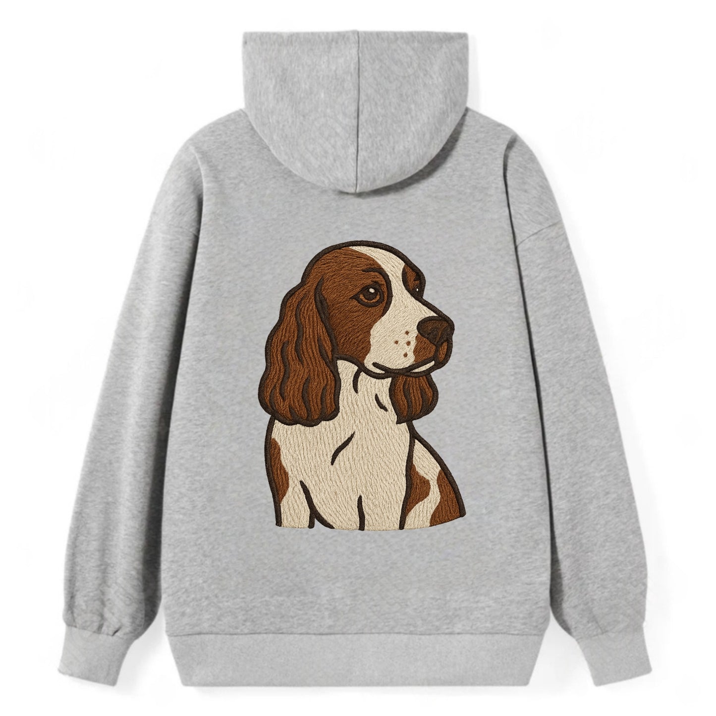 English Cocker Spaniel - Liver and white embroidered design - Classic Pullover Hoodie - Grey