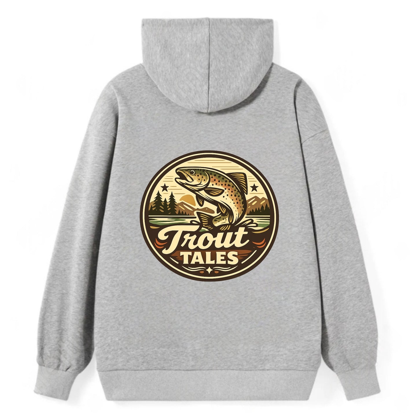 Trout Tales Adventure Emblem - Classic Pullover Hoodie - Grey
