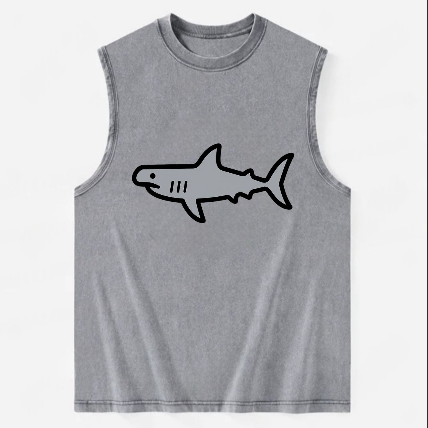Hammerhead Shark - Gray distinctive head flat side profile - Vintage Washed Tank - Grey