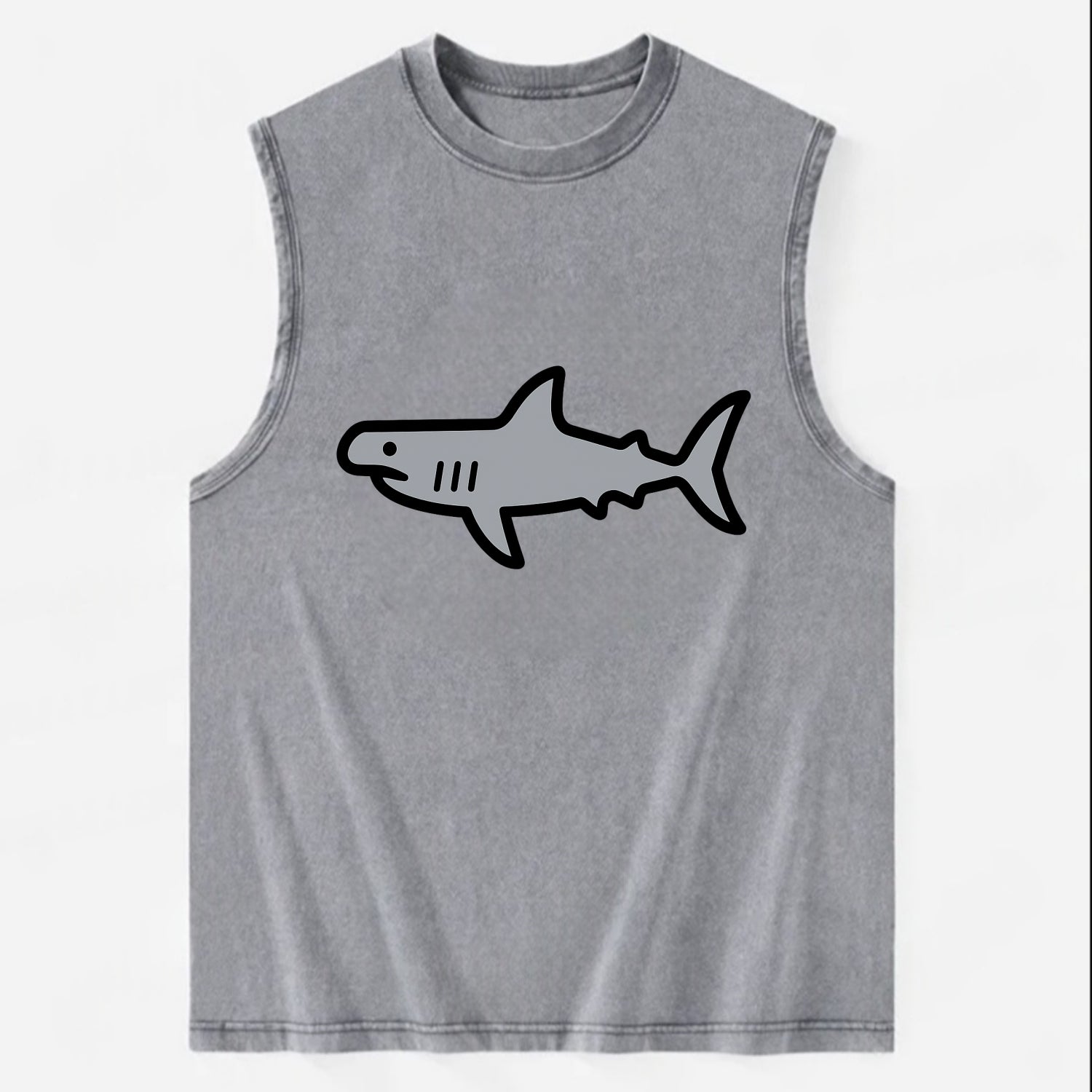 Hammerhead Shark - Gray distinctive head flat side profile - Vintage Washed Tank - Grey